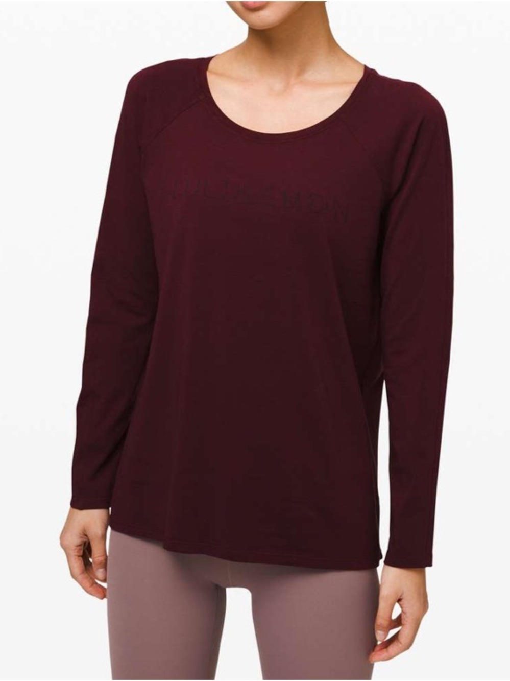 lululemon athletica lunar new year Emerald Long Sleeve Crew Top in Garnet